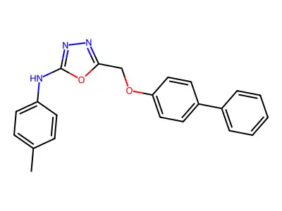 1,3,4-Oxadiazol-2-amine, 5-(((1,1'-biphenyl)-4-yloxy)methyl)-N-(4-methylphenyl)- structure