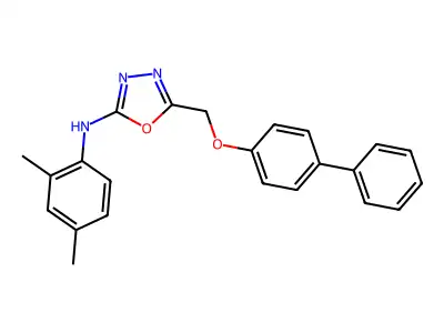 5-(((1,1'-Biphenyl)-4-yloxy)methyl)-N-(2,4-dimethylphenyl)-1,3,4-oxadiazol-2-amine structure