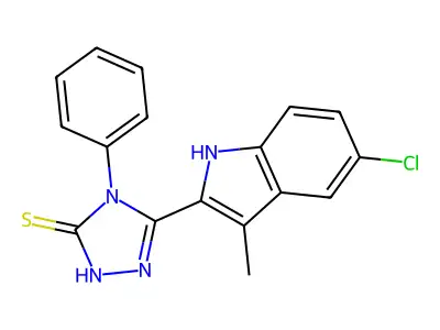 2,4-Dihydro-5-(5-chloro-3-methyl-1H-indol-2-yl)-4-phenyl-3H-1,2,4-triazole-3-thione structure