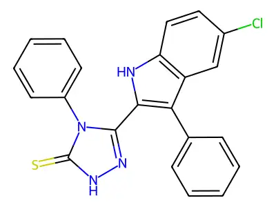 2,4-Dihydro-5-(5-chloro-3-phenyl-1H-indol-2-yl)-4-phenyl-3H-1,2,4-triazole-3-thione structure