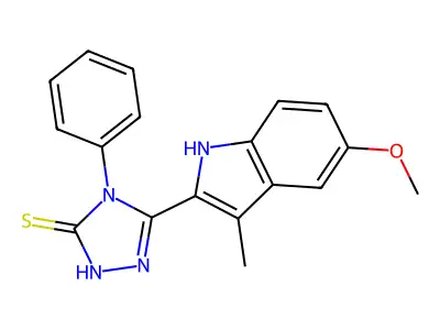 2,4-Dihydro-5-(5-methoxy-3-methyl-1H-indol-2-yl)-4-phenyl-3H-1,2,4-triazole-3-thione structure