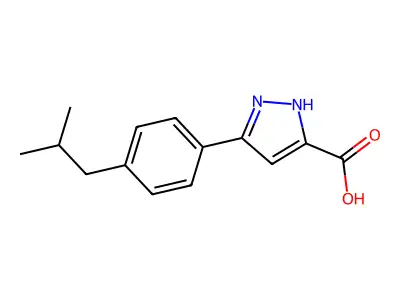 3-(4-isobutylphenyl)-1H-pyrazole-5-carboxylic acid structure