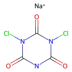 1,3,5-Triazine-2,4,6(1H,3H,5H)-trione, 1,3-dichloro-, sodium salt structure