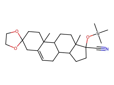 10',13'-dimethyl-17'-trimethylsilyloxyspiro[1,3-dioxolane-2,3'-2,4,7,8,9,11,12,14,15,16-decahydro-1H-cyclopenta[a]phenanthrene]-17'-carbonitrile structure