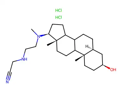 3-beta-Hydroxy-17-beta-(N-methyl-N-(2-cyanomethylaminoethyl)amino)-5-alpha-androstane HCl structure