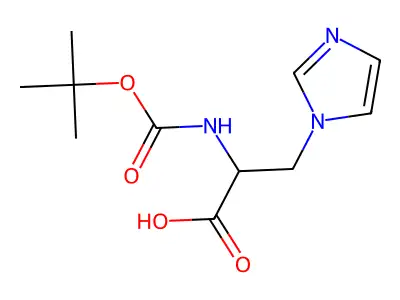 N-(tert-butoxycarbonyl)-3-imidazol-1-yl-L-alanine structure