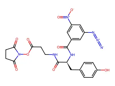 succinimidyl N-(N'-(3-azido-5-nitrobenzoyl)tyrosyl)-beta-alanate structure