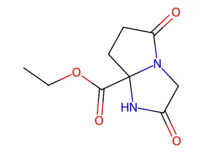 Ethyl 2,5-dioxohexahydro-1H-pyrrolo(1,2-a)imidazole-7a-carboxylate structure