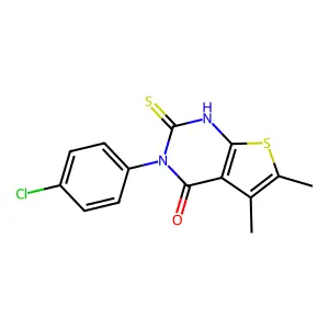 3-(4-chlorophenyl)-5,6-dimethyl-2-sulfanyl-3H,4H-thieno[2,3-d]pyrimidin-4-one structure
