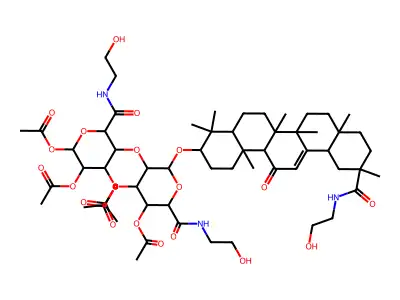 [2,3-diacetyloxy-5-[4,5-diacetyloxy-6-(2-hydroxyethylcarbamoyl)-2-[[11-(2-hydroxyethylcarbamoyl)-4,4,6a,6b,8a,11,14b-heptamethyl-14-oxo-2,3,4a,5,6,7,8,9,10,12,12a,14a-dodecahydro-1H-picen-3-yl]oxy]oxan-3-yl]oxy-6-(2-hydroxyethylcarbamoyl)oxan-4-yl] acetate structure