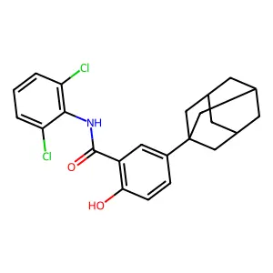5-(Adamantan-1-yl)-N-(2,6-dichlorophenyl)-2-hydroxybenzene-1-carboximidic acid structure
