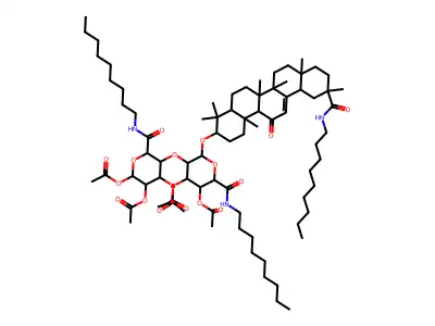 alpha-D-Glucopyranosiduronamide, (3-beta,20-beta)-29-(nonylamino)-11,29-dioxoolean-12-en-3-yl N-nonyl-2-O-(2,3,4-tri-O-acetyl-N-nonyl-beta-D-glucopyranuronamidosyl)-, 3,4-diacetate structure