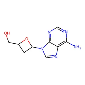 9-((2R,4S)-4-(Hydroxymethyl)-2-oxetanyl)adenine structure