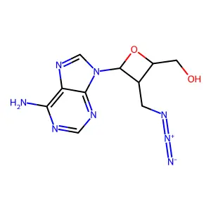 9-(2-Deoxy-2-azidomethyl-beta-D-erythro-oxetanosyl)adenine structure