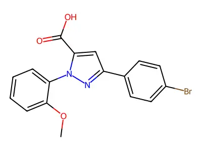 3-(4-Bromophenyl)-1-(2-methoxyphenyl)-1H-pyrazole-5-carboxylic acid structure