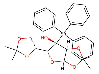3-C-(triphenylstannyl)-1,2-5,6-di-O-isopropylidene-D-allofuranose structure