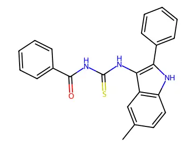 N-(((5-Methyl-2-phenyl-1H-indol-3-yl)amino)thioxomethyl)benzamide structure