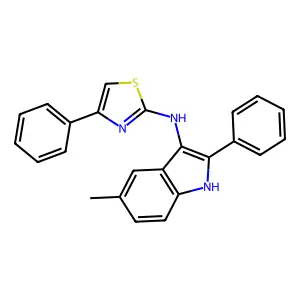 1H-Indol-3-amine, 5-methyl-2-phenyl-N-(4-phenyl-2-thiazolyl)- structure