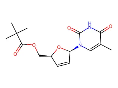 Thymidine, 2',3'-didehydro-3'-deoxy-, 5'-(2,2-dimethylpropanoate) structure