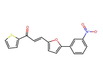 (E)-3-(5-(3-nitrophenyl)furan-2-yl)-1-(thiophen-2-yl)prop-2-en-1-one structure