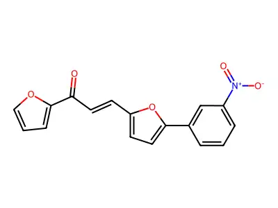 (E)-1-(furan-2-yl)-3-[5-(3-nitrophenyl)furan-2-yl]prop-2-en-1-one structure
