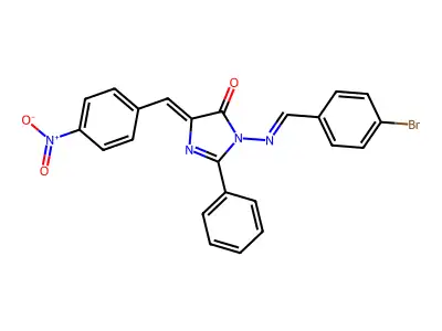 4H-Imidazol-4-one,3-[[(4-bromophenyl)methylene]amino]-3,5-dihydro-5-[(4-nitrophenyl)methylene]-2-phenyl- structure