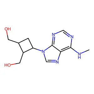 [(1S,2R,3R)-2-(hydroxymethyl)-3-[6-(methylamino)purin-9-yl]cyclobutyl]methanol structure
