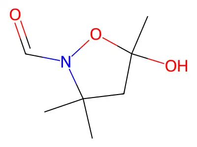 5-Hydroxy-3,3,5-trimethyl-1,2-oxazolidine-2-carbaldehyde structure