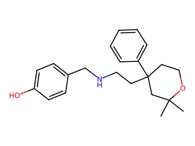 4-[[2-(2,2-Dimethyl-4-phenyloxan-4-yl)ethylamino]methyl]phenol structure
