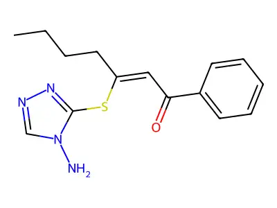 3-[(4-Amino-1,2,4-triazol-3-yl)sulfanyl]-1-phenylhept-2-en-1-one structure