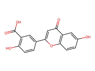 Benzoic acid, 2-hydroxy-5-(6-hydroxy-4-oxo-4H-1-benzopyran-2-yl)- structure