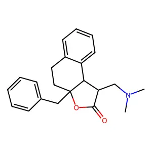 3-Benzyl-1-(dimethylaminomethyl)-3,4,5,9-tetranaphtho(2-1b)(2-1H)-furanone structure