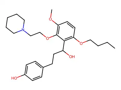 alpha-(6-Butoxy-3-methoxy-2-(2-(1-piperidinyl)ethoxy)phenyl)-4-hydroxybenzenepropanol structure