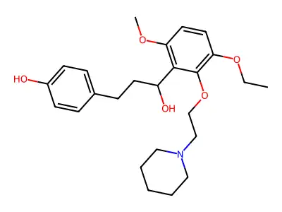 alpha-(3-Ethoxy-6-methoxy-2-(2-(1-piperidinyl)ethoxy)phenyl)-4-hydroxybenzenepropanol structure