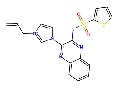 (3-(1-allyl-1H-imidazol-3-ium-3-yl)quinoxalin-2-yl)(thiophen-2-ylsulfonyl)amide structure