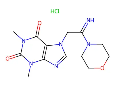 1-(7-Theophyllinyl)-2-imino-2-morpholinomethane hydrochloride hydrate structure