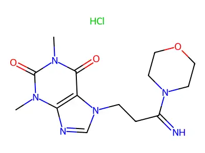 Morpholine, 4-(1-imino-3-(1,2,3,6-tetrahydro-1,3-dimethyl-2,6-dioxo-7H-purin-7-yl)propyl)-, hydrochloride, hydrate structure