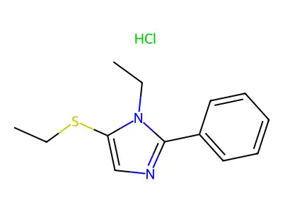 1H-Imidazole, 1-ethyl-1-(ethylthio)-2-phenyl-, monohydrochloride structure