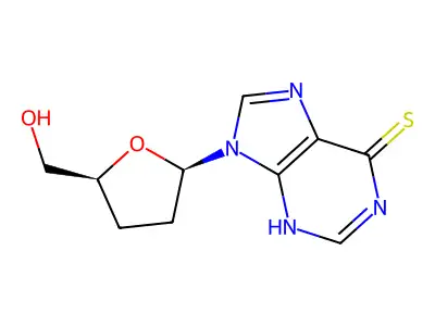 9-(2,3-Dideoxy-beta-D-ribofuranosyl)-6-mercaptopurine structure
