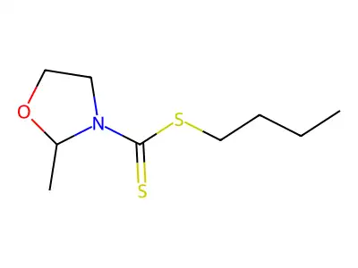 3-Oxazolidinecarbodithioic acid, 2-methyl-, butyl ester structure