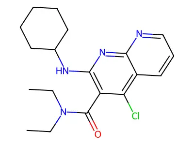 1,8-Naphthyridine-3-carboxamide, 4-chloro-2-(cyclohexylamino)-N,N-diethyl- structure