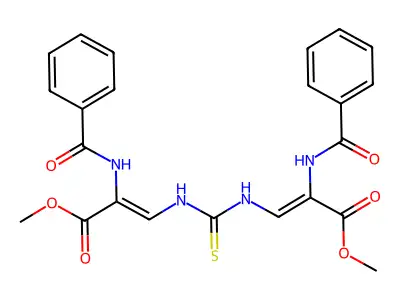 dimethyl 1,11-dioxo-1,11-diphenyl-6-thioxo-2,5,7,10-tetraaza-3,8-undecadiene-3,9-dicarboxylate structure