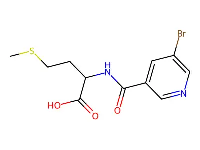 N-[(5-bromo-3-pyridinyl)carbonyl]methionine structure