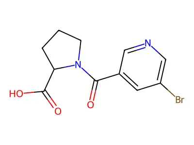 (2S)-1-(5-bromopyridine-3-carbonyl)pyrrolidine-2-carboxylic acid structure