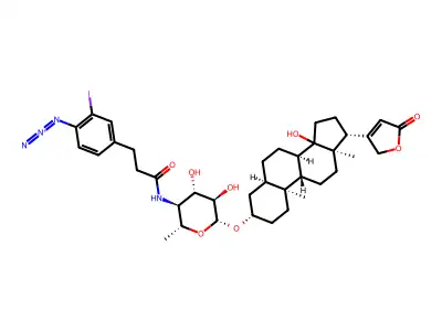 3-(4-Azido-3-iodophenyl)propionamide-4-(4,6-dideoxyglucosyl)digitoxigenin structure