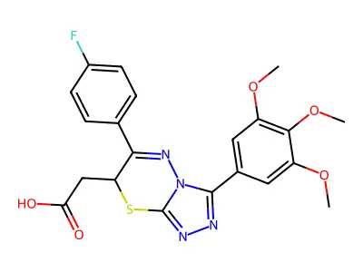 2-(6-(4-Fluorophenyl)-3-(3,4,5-trimethoxyphenyl)-7H-[1,2,4]triazolo[3,4-b][1,3,4]thiadiazin-7-yl)acetic acid structure