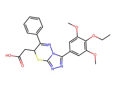 2-(3-(4-Ethoxy-3,5-dimethoxyphenyl)-6-phenyl-7H-[1,2,4]triazolo[3,4-b][1,3,4]thiadiazin-7-yl)acetic acid structure
