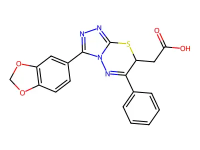 3-(1,3-Benzodioxol-5-yl)- 6-phenyl-7H-1,2,4-triazolo(3,4-b)(1,3,4)thiadiazine-7-acetic acid structure