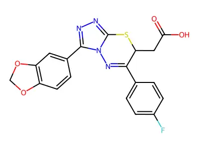 7H-1,2,4-Triazolo(3,4-b)(1,3,4)thiadiazine-7-acetic acid, 3-(1,3-benzodioxol-5-yl)-6-(4-fluorophenyl)- structure