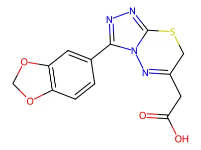 7H-1,2,4-Triazolo(3,4-b)(1,3,4)thiadiazine-6-acetic acid, 3-(1,3-benzodioxol-5-yl)- structure